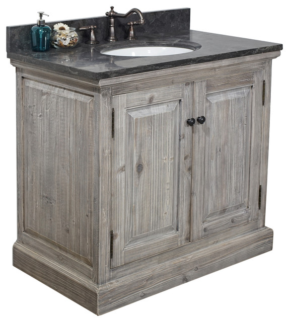 37 Rustic Solid Fir Sink Vanity Gray No Faucet Traditional
