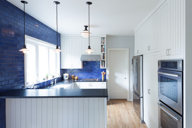 Kitchen Color 15 Beautiful Blue, White Kitchen With Blue Glass Tile Backsplash
