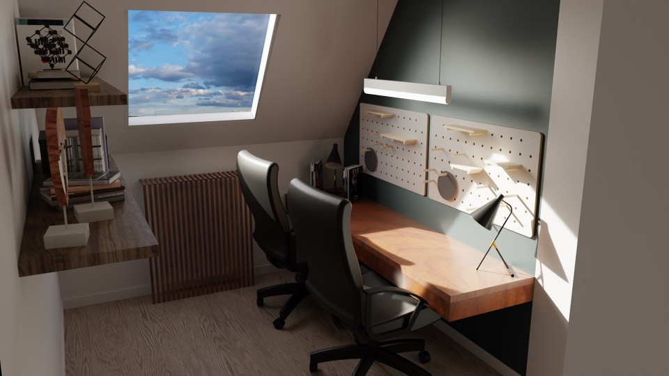 Example of a minimalist home office design in Paris