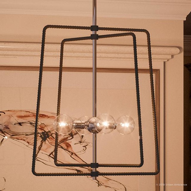 Image showcasing Luxury Industrial Chic Pendant Light, Spokane Series, Polished Chrome ...