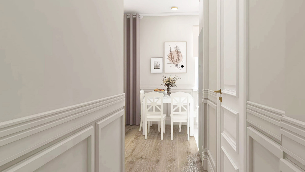 Дизайн квартиры-студии для пожилой пары в неоклассическом стиле