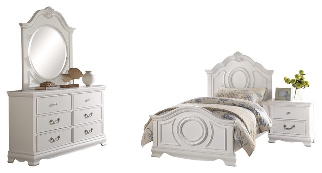 4 Piece Libby Girls Cottage Full Bed Dresser Mirror Nightstand