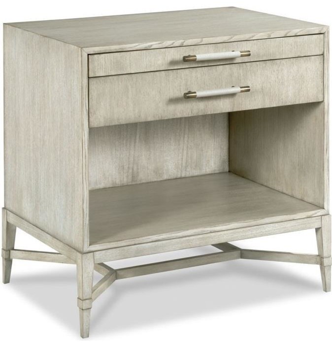 WOODBRIDGE IRIS Bedside Table Tapering Legs Rectangular Top Tapered
