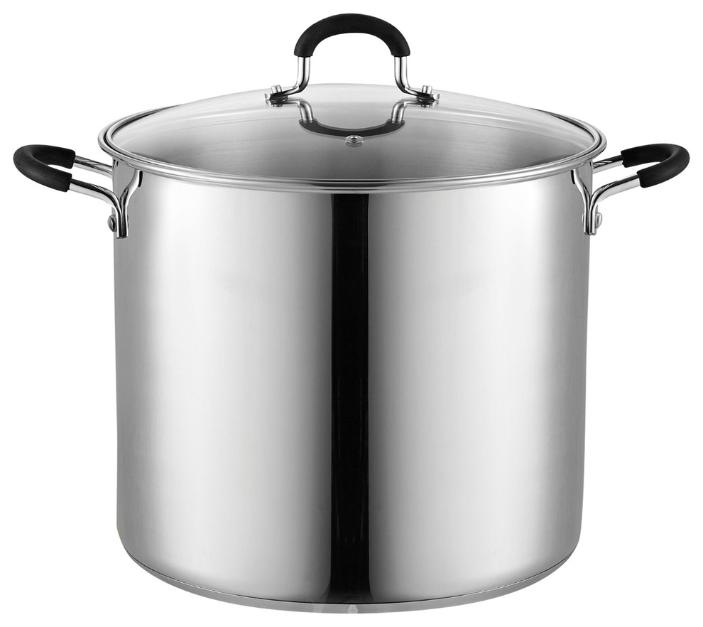 Cook N Home 02441 Stockpot Saucepot with Lid Induction Compatible, 12 quart Contemporary