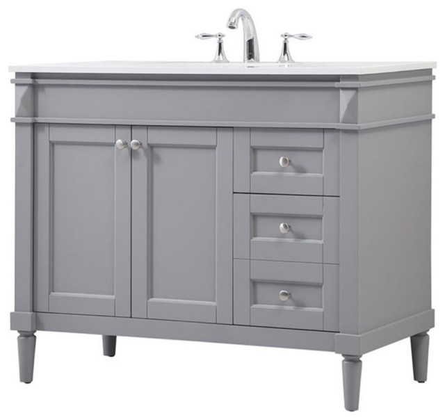 Elegant Decor 42" Aluminum MDF Single Bathroom Vanity in Gray