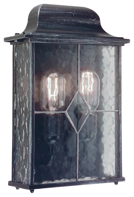 Traditional Outdoor Half Lantern, Black Silver