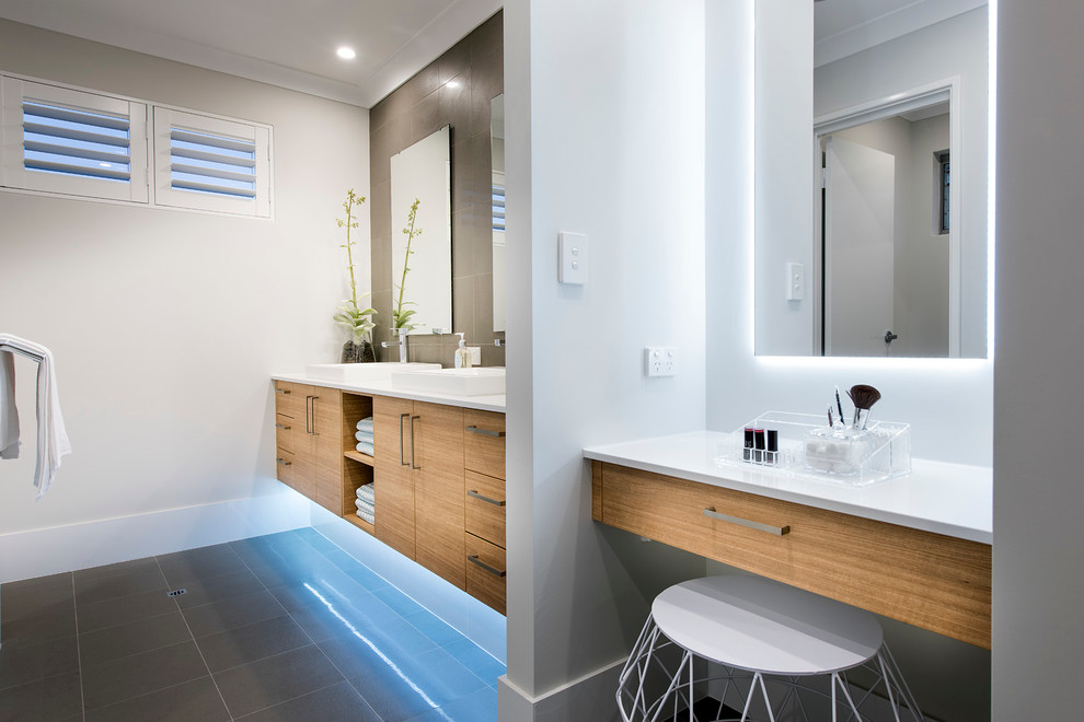 This is an example of a contemporary powder room in Perth.