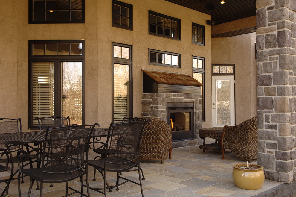 Transitional home design photo in Edmonton