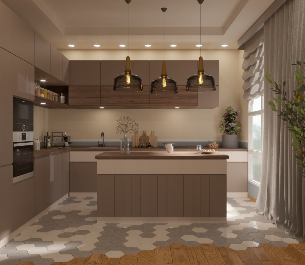 3D-визуализация кухни / обеденной зоны.