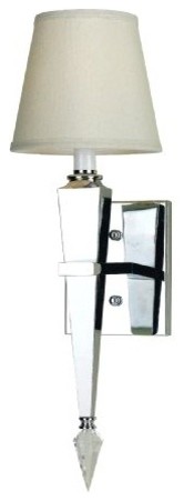 Candice Olson Margo Candle Base Sconce, Chrome w/ Crystal Ornament ...