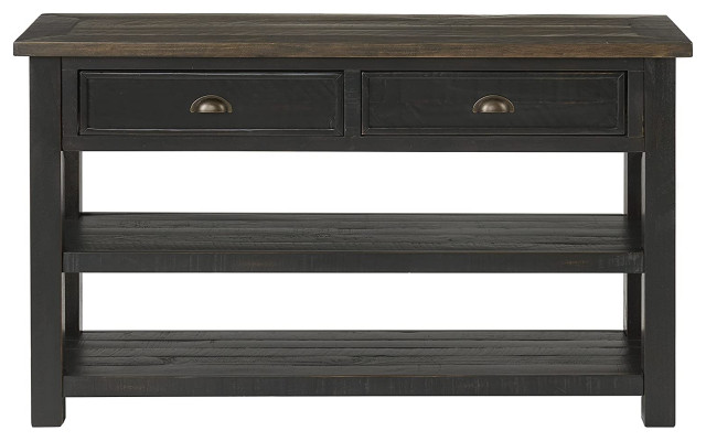 Coastal Console Table 2 Storage Drawers And Bottom Shelves Rustic Tables By Declusia Houzz Coastal Console Table 2 Storage, Slide Out Console Table