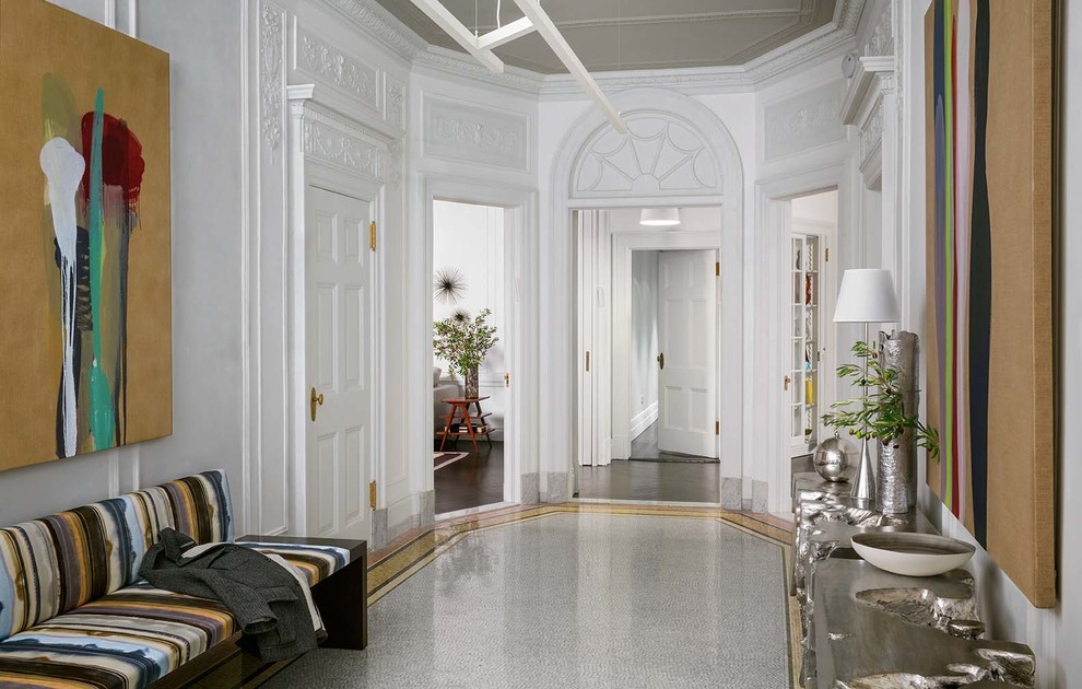 Design ideas for a transitional entryway in New York.