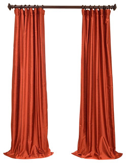 Blood Orange Yarn Dyed Faux Dupioni Silk Curtain Single Panel, 50"x96"