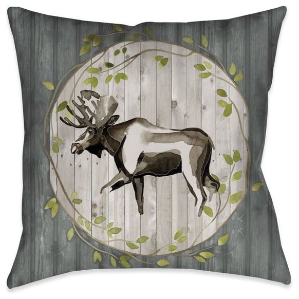 Woodland Moose Indoor Decorative Pillow Rustic Decorative Pillows By Laural Home