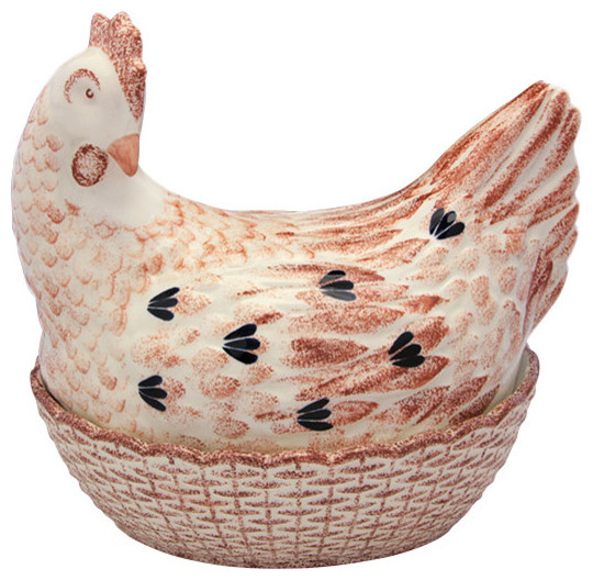 Fairmont and Main Ceramic Hen Egg Storage Basket Country Kitchen
