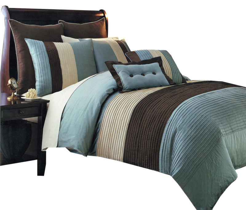 Hudson 100 Microfiber 8Piece Bed Set Contemporary Comforters And