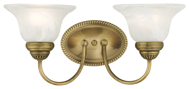 Livex 1532-01 2-Light Antique Brass Bath Light, Antique Brass ...