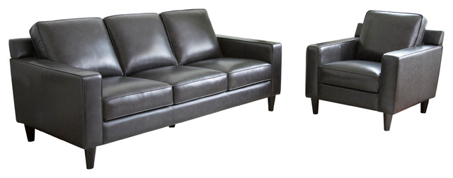 Stardell 2 Piece Leather Sofa And, Black Leather Sofa And Chair Set