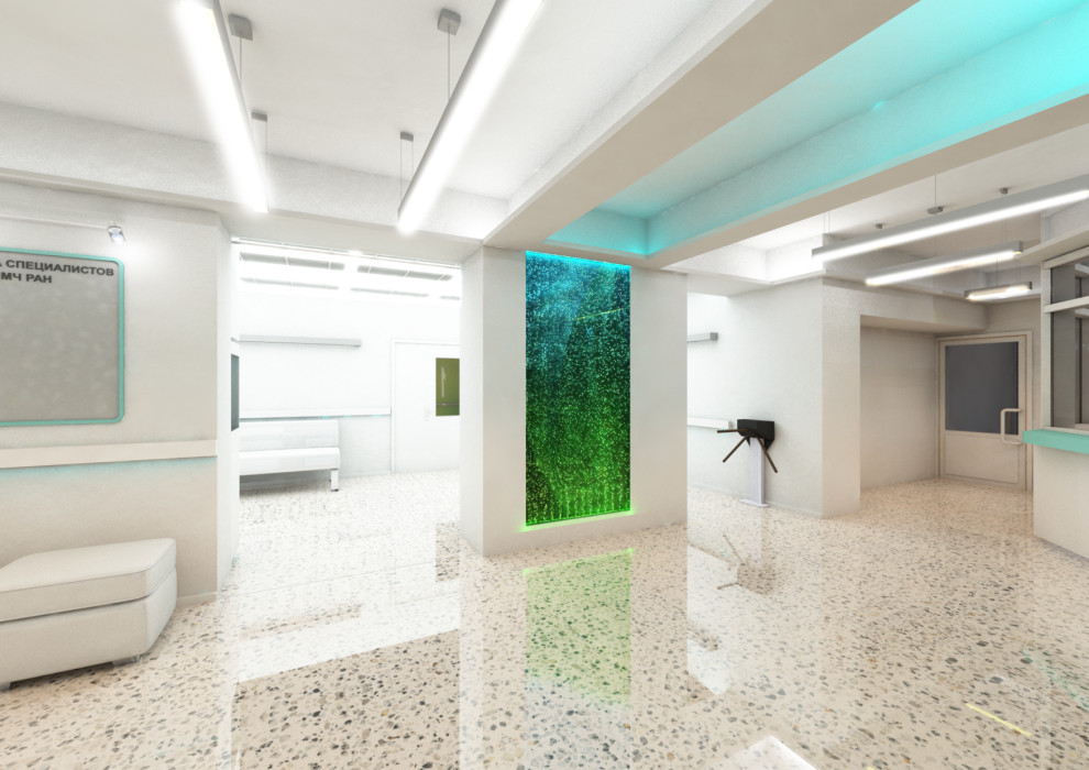 Интерьеры входных групп корпуса ЛКК -Институт мозга человека им. Н.П. Бехтеревой