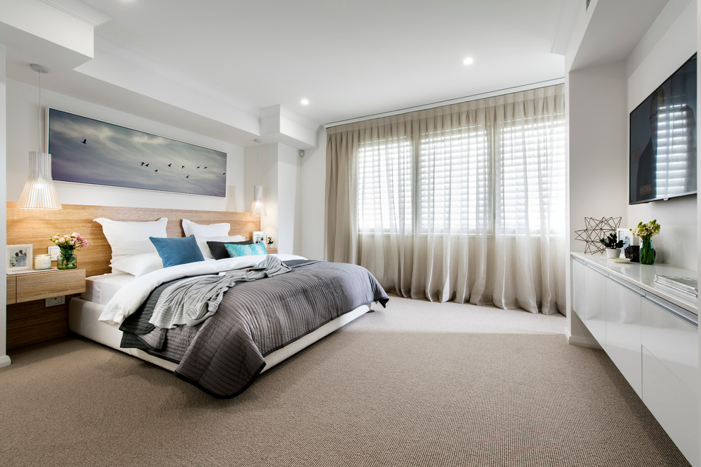 Photo of a modern bedroom in Perth.