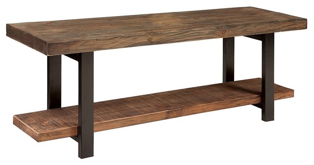 Rustic Media End Table Solid Wood Tops, Rustic Side Table Metal Legs