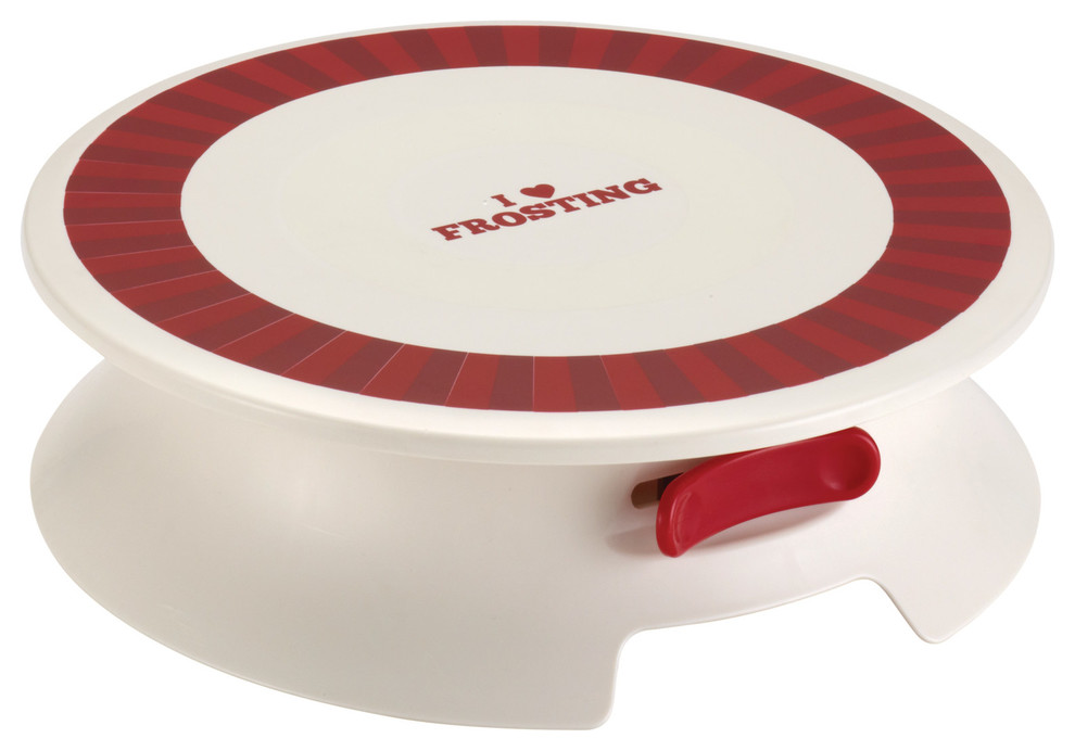 Cake Boss Tools Plastic Cake Turntable, Cream, "I Love Frosting" Decal