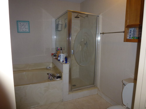 I want to remodel my bathroom. It's 7'8" x 8'5". Ideas?