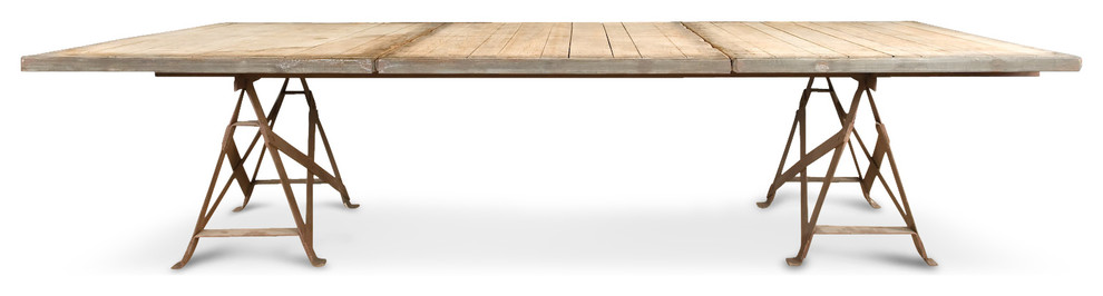 Frinier Industrial Loft Iron Reclaimed Wood Extra Large Dining Table - 110"
