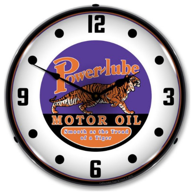 1502584 Powerlube Motor Oil Clock Midcentury Desk And Mantel Clocks