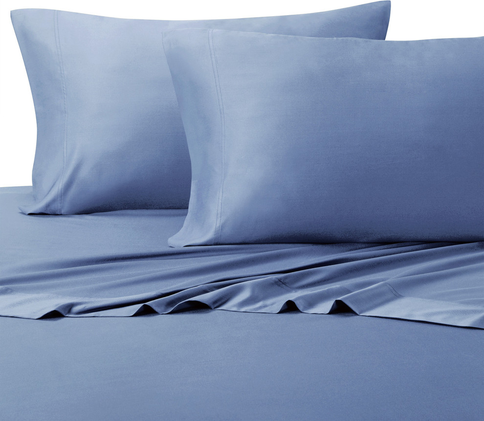 300 TC Silky 100% Bamboo Viscose Sheet Set, Periwinkle, Queen