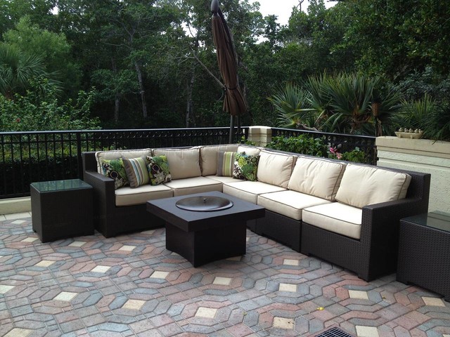 Outdoor Sofa Set with Gas Fire Pit Table - Contemporary - Patio - Orlando - by All Backyard Fun