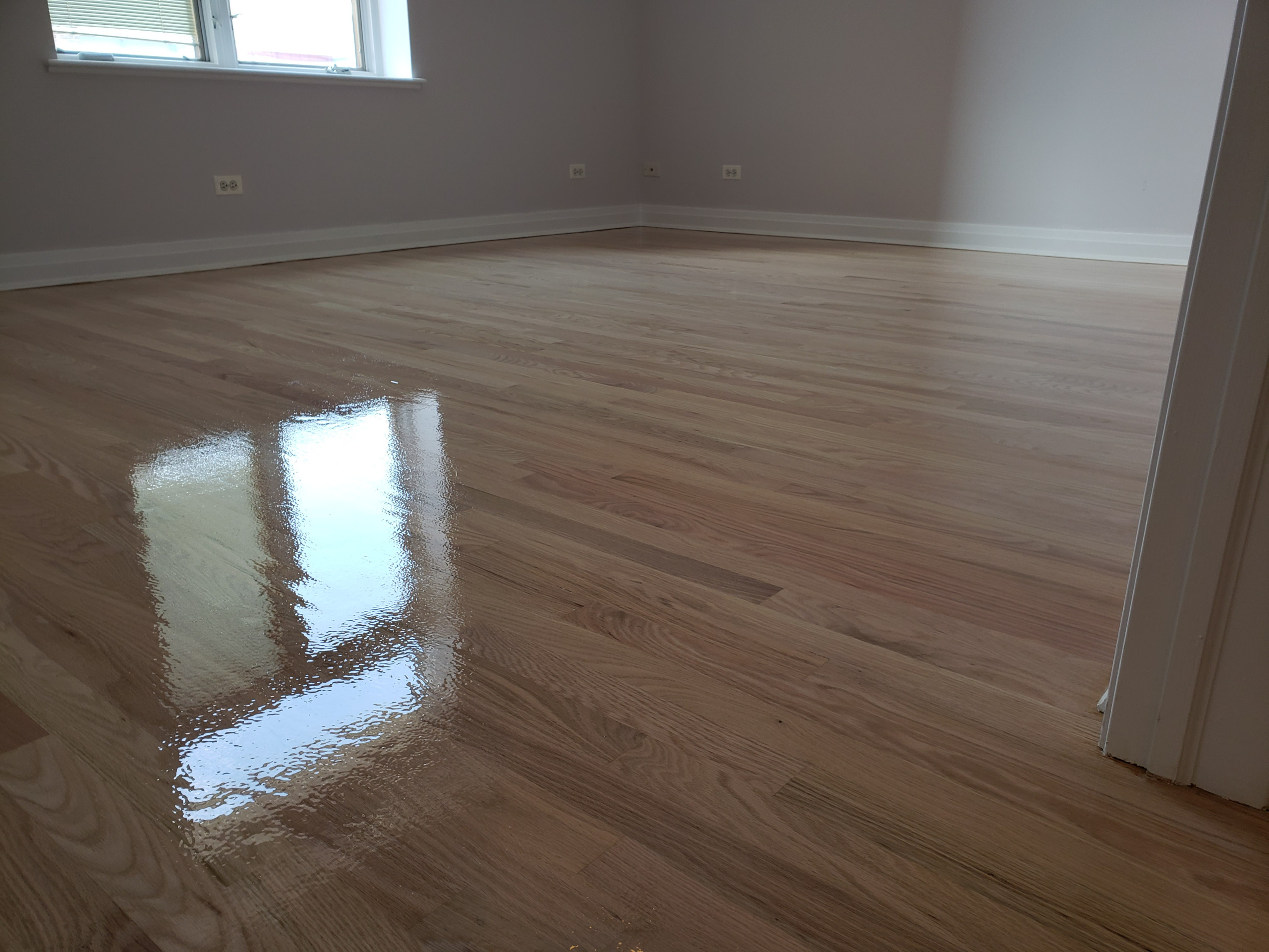 Chicago , Bona Seal on red oak finished with 3 coats Bona Mega One