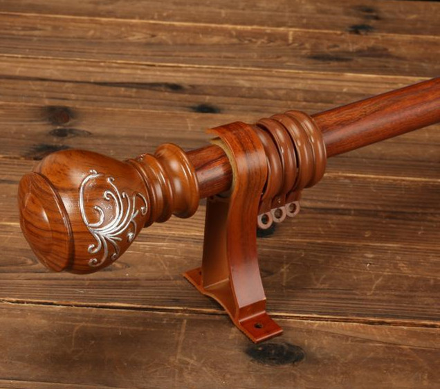 QYR88 28mm Diameter Wood Aluminum Alloy Carved Finial Single Double