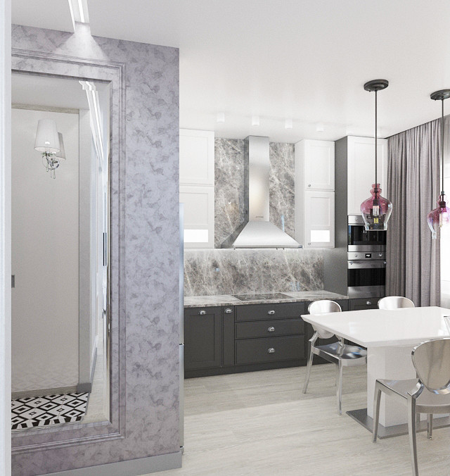 Визуализация кухни-гостиной, спальни