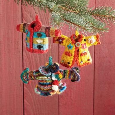 Hand Knit Sweater Ornaments Set of 3