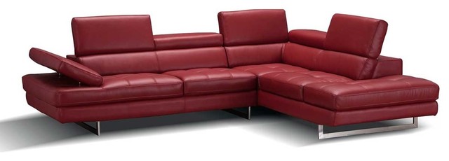 A761 Italian Leather Sectional Sofa In, Red Leather Sectional With Chaise