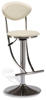 White Padded Metal Barstool w Adjustable Height