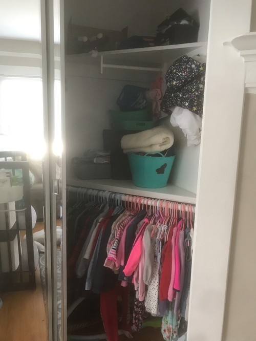 Odd shaped closet in kids room