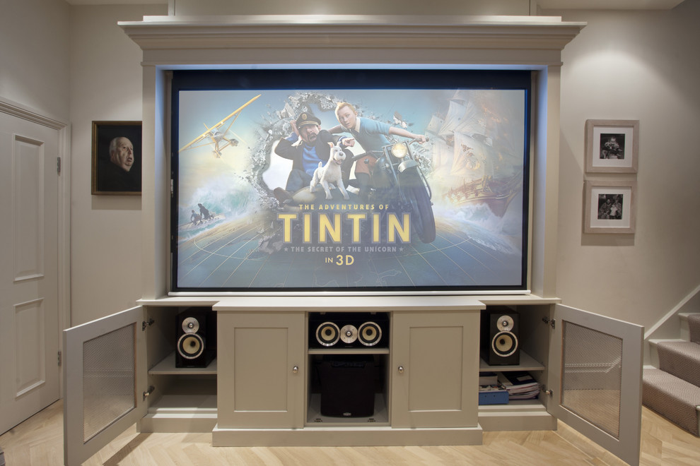 Inspiration for a traditional home theatre in London.