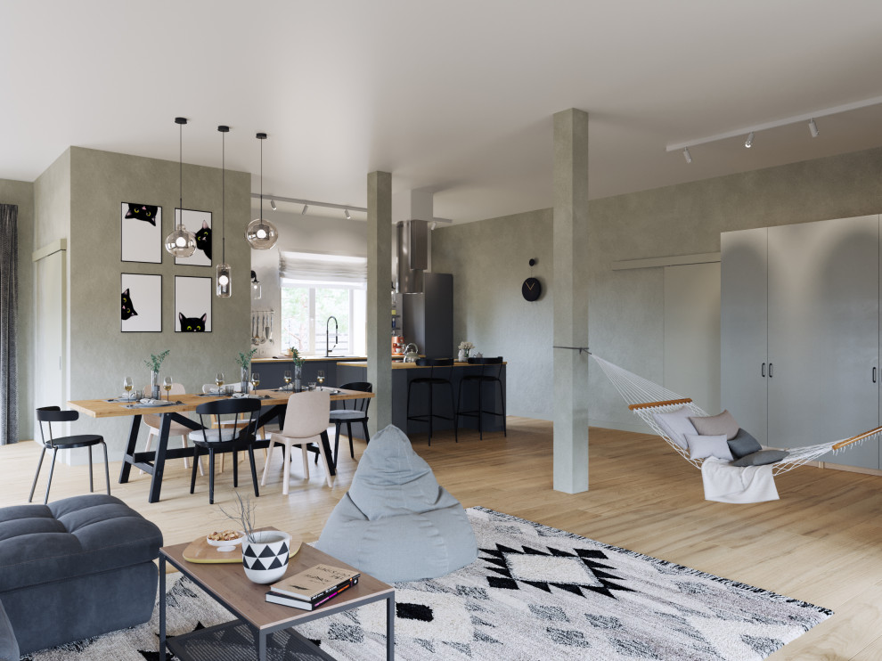 Дом в Орловской области (кухня-гостиная)