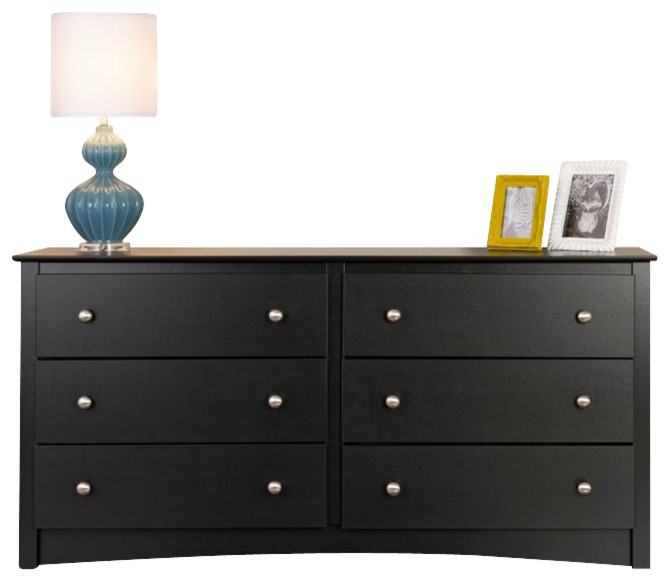 Prepac Sonoma Black 6 Drawer Double Dresser Transitional