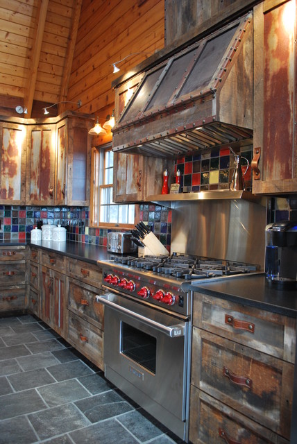 Barnwood Kitchen for Log Home rustic-kitchen