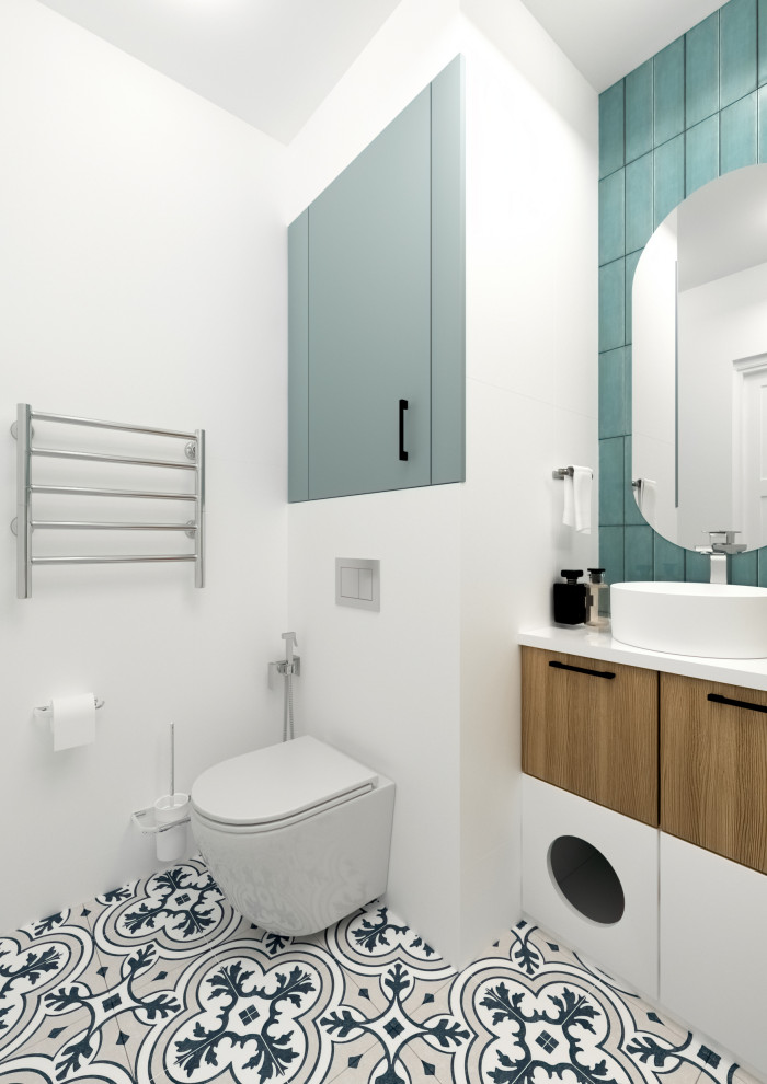 Душевая в бирюзовых тонах