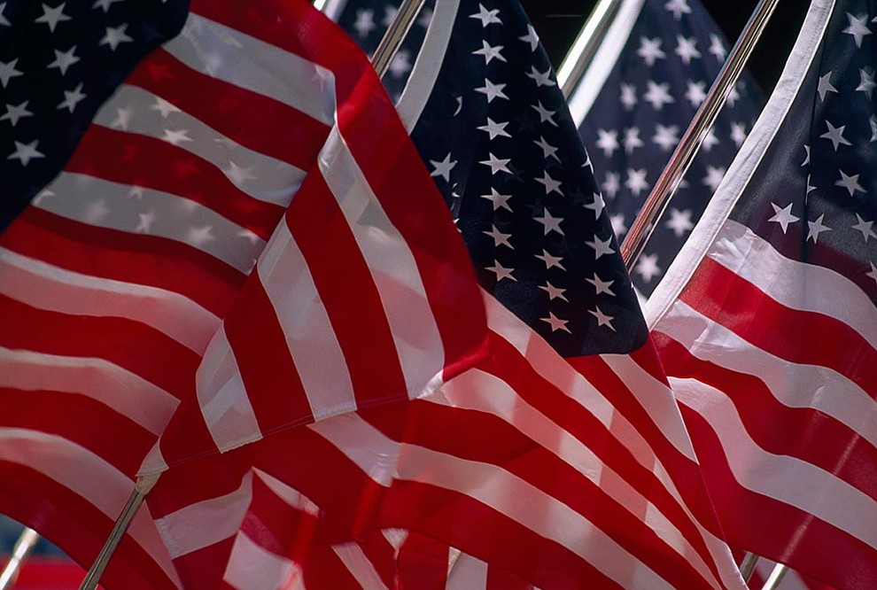 United We Stand American Flags Wallpaper Wall Mural, Self-Adhesive