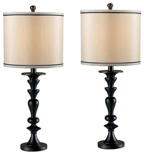 Kenroy Home 21070DGR, Bobbin Table Lamps, Set of 2, Dark Graphite