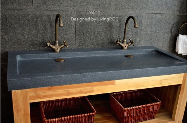 Yate 47 X19 Double Trough Trendy Gray Granite Bathroom Vessel