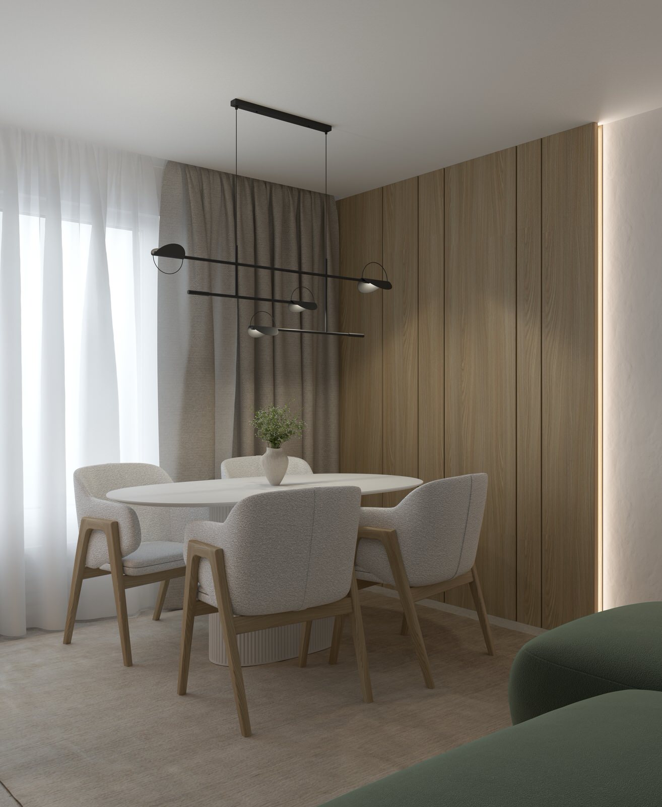 Проект кухни-гостиной в Санкт-Петербурге, стиль джапанди