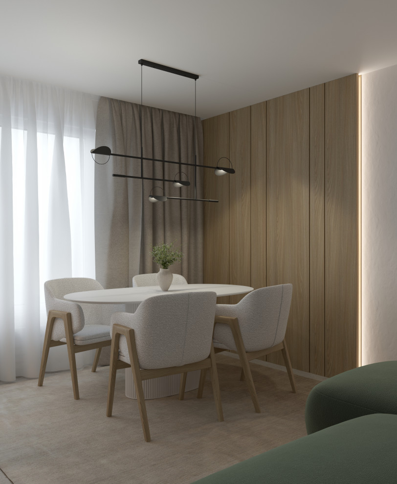 Проект кухни-гостиной в Санкт-Петербурге, стиль джапанди