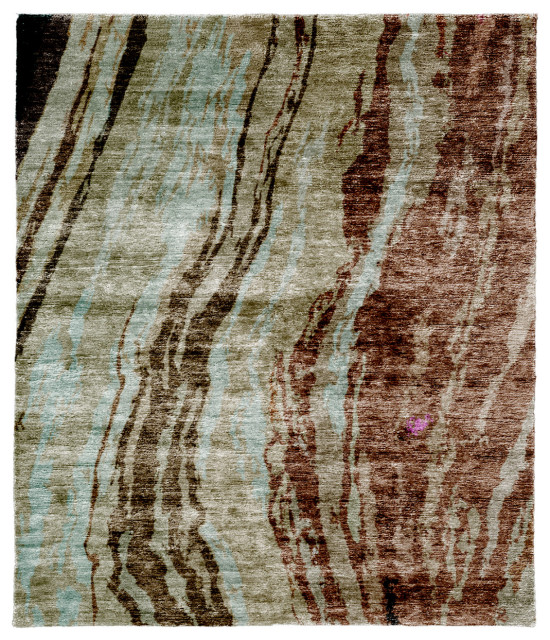 Arbutus D Mohair Hand Knotted Tibetan Rug, 8' Square Contemporary