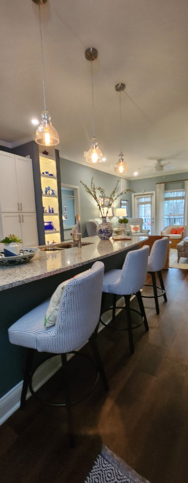 Idée de décoration pour un bar de salon marin.